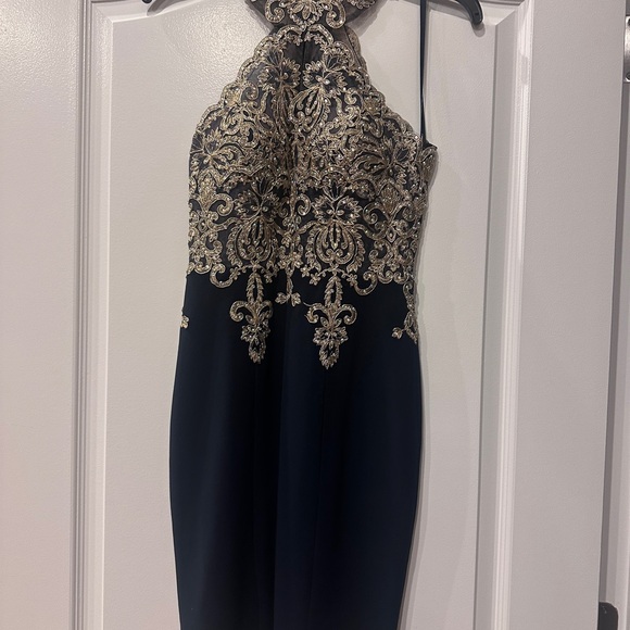 Very G Dresses & Skirts - Very G Black Dress with Gold Embroidery